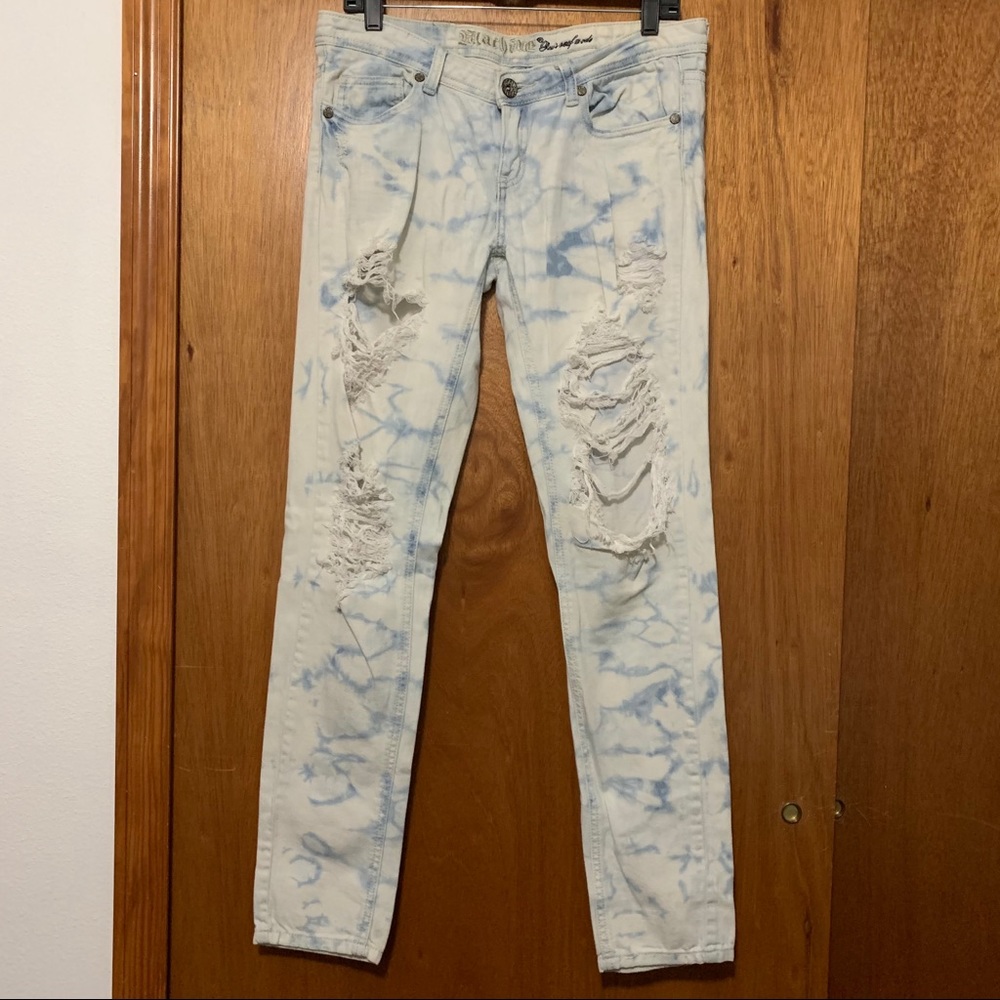Machine Distressed Jeans Ripped Denim